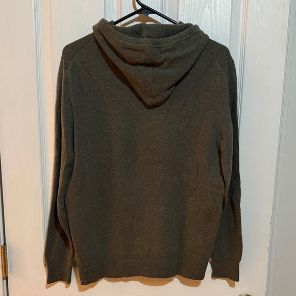 J. Crew Men’s Olive Green Pullover Lamb’s Wool Sweater Hoodie - Picture 2 of 5